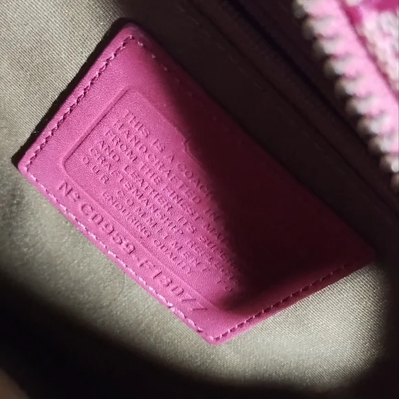 Vintage Coach Hampton Signature Pink Tote Shoulder Handbag Canvas Leather - Picture 3 of 5